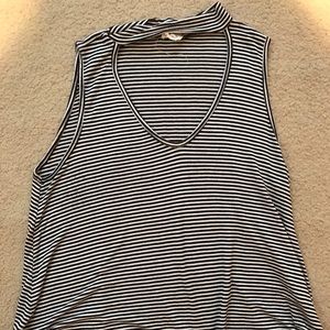 Striped choker neck top